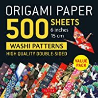 Origami Paper 500 sheets Japanese Washi Patterns 6&quot- (15 cm): High-Quality- Double-Sided Origami Sheets with 12 Different…